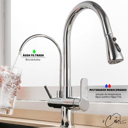 Torneira de Cozinha Extensível Monocomando com Saída de Água Filtrada (Versátile - Cromo) - 4