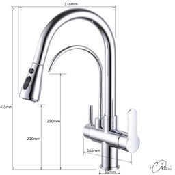 Torneira de Cozinha Extensível Monocomando com Saída de Água Filtrada (Versátile - Cromo) - 10