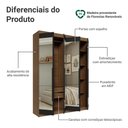 Ver imagem 4 de Guarda-Roupa Solteiro 4 Portas Batentes com Espelhos Rustic/Preto/Preto Venus Madesa