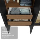 Ver imagem 7 de Guarda-Roupa Solteiro 4 Portas Batentes com Espelhos Rustic/Preto/Preto Venus Madesa