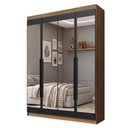 Ver imagem 2 de Guarda-Roupa Solteiro 4 Portas Batentes com Espelhos Rustic/Preto/Preto Venus Madesa