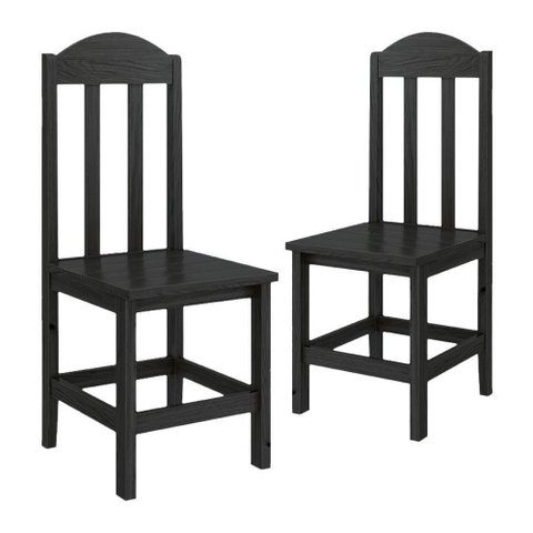 Kit com 2 Cadeiras de Jantar Madeira Maciça Safira - Preto sem Estofado