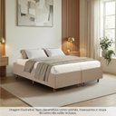 Ver imagem 2 de Cama Box Queen Estofada em Madeira Maciça Base Reforçada Santorini Espresso Móveis Bege/Dourado