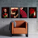 Ver imagem 1 de Kit 4 Quadros Umbanda - Maria Padilha 33x24cm - com Vidro:Madeira Preta