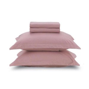 Jogo de Cama King Karsten 180 Fios Percal 100% Algodão Liss Rosa