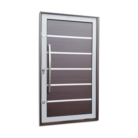 Porta Pivotante Alumínio Lambril Premium c/Pux.e.Elite Mix Corten 216x100 Brimak