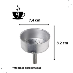 Kit Reparo Cafeteira Italiana 9 Xícaras Funil Filtro Borracha Ke Home - 3