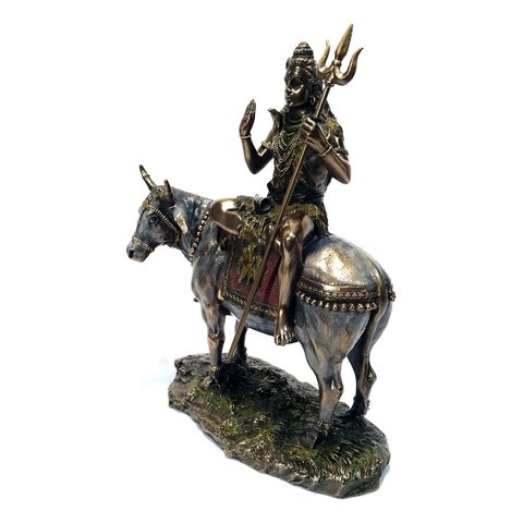 Estátua Shiva e Nandi o Touro Sagrado Veronese C04018 Bronze