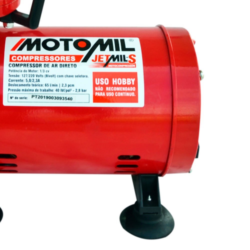 Motocompressor de Ar Direto 2,3 Pés 1/3hp Bivolt - Motomil Jetmil-s - 4