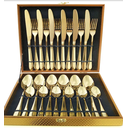 Ver imagem 1 de Jogo de Talheres 24 Peças Banhado Á Ouro 18k