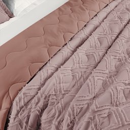 Kit Roupa Cama King Size Madelyn Cobre Leito Aveline Dupla Face 300 Fios Super Macio:ROSE - 5