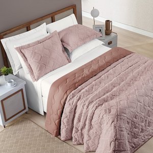 Kit Roupa Cama King Size Madelyn Cobre Leito Aveline Dupla Face 300 Fios Super Macio:ROSE
