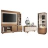 Sala de Estar Block com Estante Home, Buffet Aparador, Cristaleira e Espelho Nature/Off White - PR M - 1