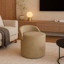 Ver imagem 2 de Puff Encosto Confortável Sala Estilo Moderno Redondo Suede:Capuccino