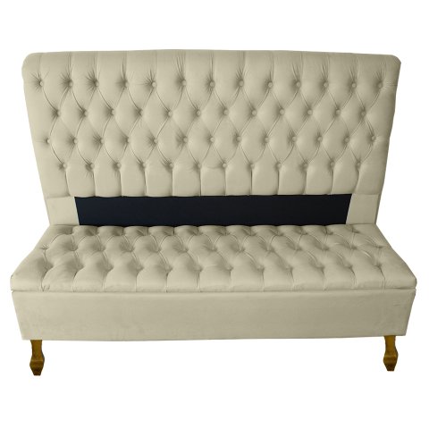 Cabeceira e Recamier Iza para Cama Box Casal Queen 1.60 - Suede - Sv Decor: Bege
