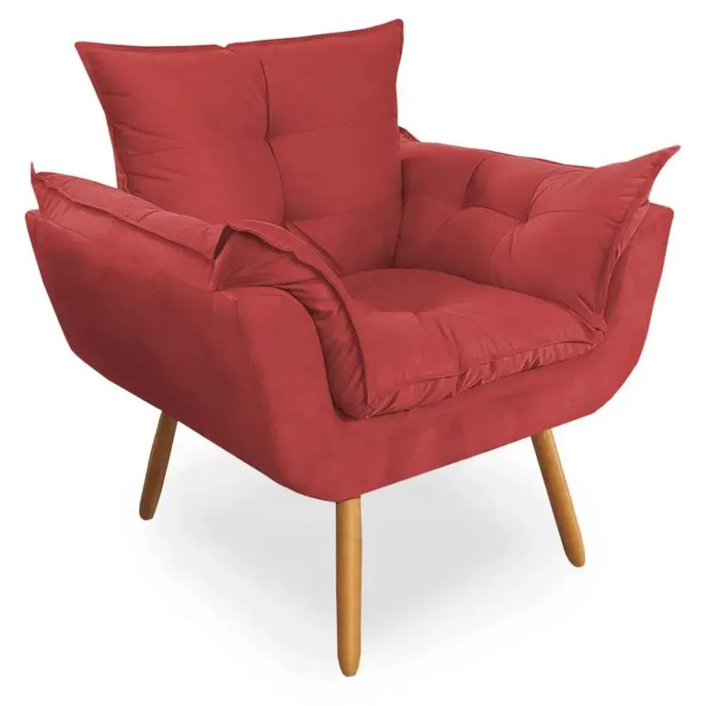 Poltrona Com Puff Opala Platinum Decor Vermelho Madeiramadeira