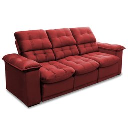 Sofá Retrátil Reclinável Atenas 2,30m Suede Velut Vermelho c/ Molas no Assento - King House - 7