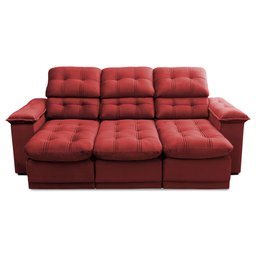 Sofá Retrátil Reclinável Atenas 2,30m Suede Velut Vermelho c/ Molas no Assento - King House - 5