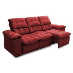 Sofá Retrátil Reclinável Atenas 2,30m Suede Velut Vermelho c/ Molas no Assento - King House - 4