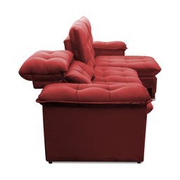 Sofá Retrátil Reclinável Atenas 2,30m Suede Velut Vermelho c/ Molas no Assento - King House - 6