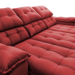 Sofá Retrátil Reclinável Atenas 2,30m Suede Velut Vermelho c/ Molas no Assento - King House - 8