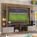 Ver imagem 1 de Rack Estante com Painel e Suporte TV 65" e 2 portas Catar Multimóveis BR3386 Madeirado/Lacca Fumê