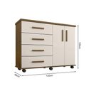 Ver imagem 2 de Cômoda Geval Encanto Com 04 Gavetas 02 Portas E Rodízios - Amêndoa/Off White - Cor: Bege