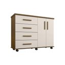 Ver imagem 3 de Cômoda Geval Encanto Com 04 Gavetas 02 Portas E Rodízios - Amêndoa/Off White - Cor: Bege