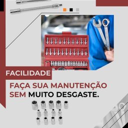Kit Jogo Soquete em Aço Catraca Chaves com Maleta 46 Peças - 9