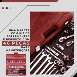 Kit Jogo Soquete em Aço Catraca Chaves com Maleta 46 Peças - 6