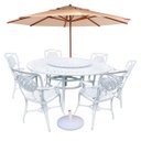Ver imagem 1 de Conjunto de Jardim com Mesa Giratória e 6 Cadeiras Piscina + Guarda Sol