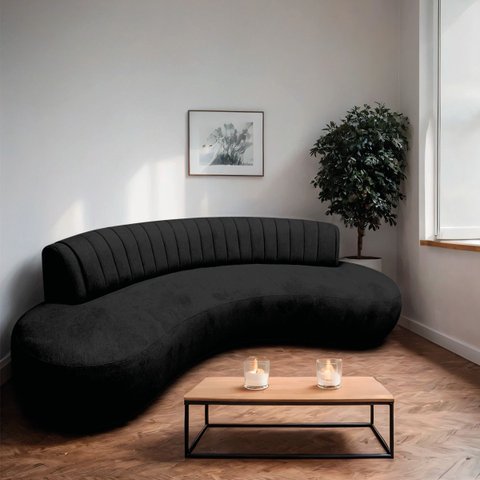 Divã Recamier Celeste Curvo Sala Estar Luxo 180cm Linho