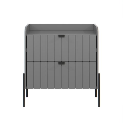 Mesa Lateral para Cama Moriah 60cm Retro 100% Mdf Cinza com Preto