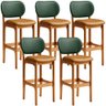 Kit 5 Banquetas Alta Bar Cozinha Jantar Betta L02 Imbuia Couríssimo Whisky Facto Verde - Lyam - 1