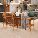 Ver imagem 2 de Kit 5 Banquetas Alta Bar Cozinha Jantar Betta L02 Imbuia Couríssimo Whisky Facto Verde - Lyam
