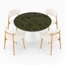 Ver imagem 3 de Mesa de Jantar Cone Redonda 120 cm Tampo Mármore Verde Vitória Régia Base Laca Branca