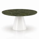 Ver imagem 1 de Mesa de Jantar Cone Redonda 120 cm Tampo Mármore Verde Vitória Régia Base Laca Branca