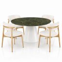 Ver imagem 2 de Mesa de Jantar Cone Redonda 120 cm Tampo Mármore Verde Vitória Régia Base Laca Branca