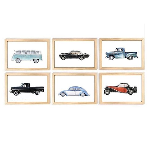 Kit Quadro Carros Transporte Infantil Decorativo Quarto Criança Bebê Menino