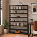 Ver imagem 2 de Estante Multiuso Organizador Livreiro Estilo Industrial 180x120 Preto Total