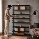 Ver imagem 3 de Estante Multiuso Organizador Livreiro Estilo Industrial 180x120 Preto Total