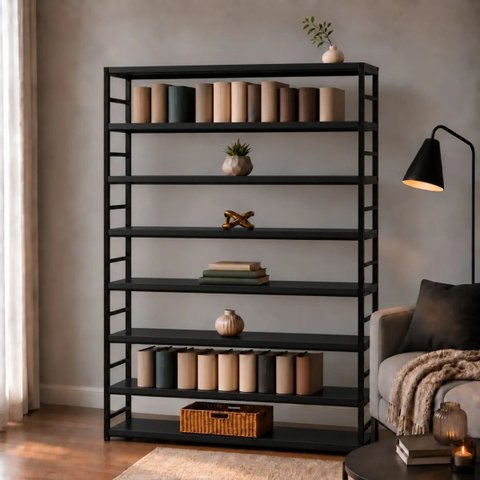Estante Multiuso Organizador Livreiro Estilo Industrial 180x120 Preto Total