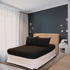Jogo De Cama Solteiro 2 Peças Em Malha Preto