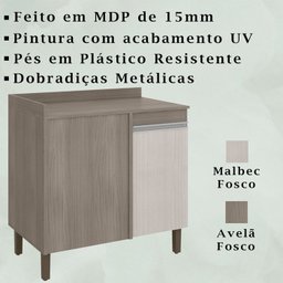 Balcao De Canto Reto 90 cm 1 Porta 2450 Malbec Avela PLLA - 3