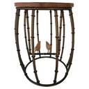 Ver imagem 1 de Banqueta Rústica Em Ferro Verniz Com Passarinhos Para Varandas Libertas Rosas Artesanato Barril Com