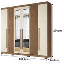 Ver imagem 2 de Guarda Roupa Casal Ripado 6 Portas Buriti com Espelho e Pés e Cômoda Havana Master com Rodizio