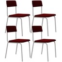 Ver imagem 1 de Kit 04 Cadeiras Estofada para Sala de Jantar Sense Branco C01 Veludo Vermelho Vinho - Lyam Decor
