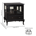 Ver imagem 4 de Cristaleira Pequena de Madeira 2 Portas 1 Gaveta Espelho Vidros na Lateral Pés Luiz Xv - Preto Laca