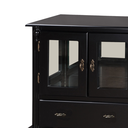 Ver imagem 3 de Cristaleira Pequena de Madeira 2 Portas 1 Gaveta Espelho Vidros na Lateral Pés Luiz Xv - Preto Laca