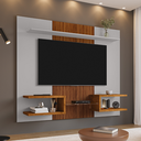 Ver imagem 1 de Painel Atlas Off White/naturalle Ripado – Bechara Móveis